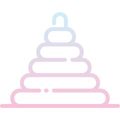 Geometric Stacking Toy with Pastel Gradient Rings and Transparent Background Ideal for Early Childhood Education and Development