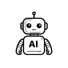 Cute AI Robot Icon With AI