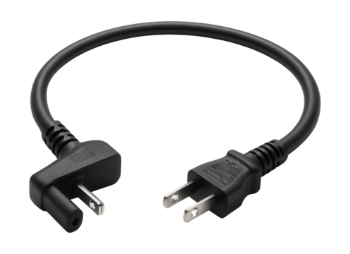 Right-angle power cable for a tidy fit behind family room entertainment centers.