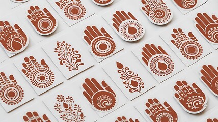 Elegant mehndi stencil collection featuring traditional floral hand art