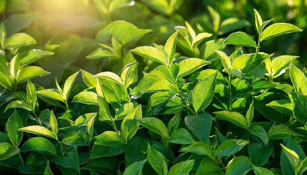 Background Of Green Jasmine Foliage In Spring Before Flowering Illuminated By The Sun The Latin Name Is Philadelphus Lemoine