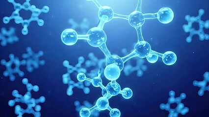 Blue molecule structure animation background for science and medical research concept 3d render - Powered by Adobe