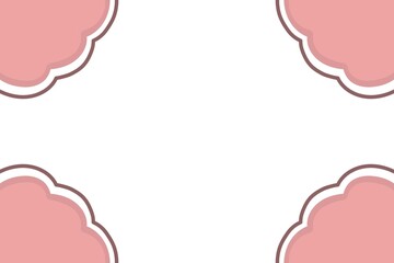 white background framed by soft pink cloud-shaped designs in all four corners. The layout is simple, cute, and minimal, leaving a wide empty area in the center suitable for text or decorative addition