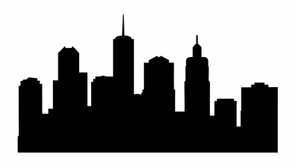 Sleek city skyline silhouette, a modern cityscape design element perfect for architecture firms, urban planning, and travel promotions, originally vector graphics