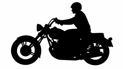 Striking silhouette of a motorcyclist riding a classic chopper, embodying freedom and adventure on the open road, perfect for branding and logo design.