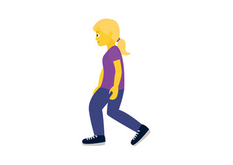 woman walking walk women purple shirt emoji symbol sign icon vector illustration isolated flat