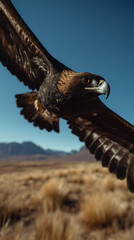 Obraz premium Majestic Black Eagle in Hyper-Realistic Cinematic Aerial Pursuit