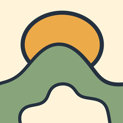 Abstract geometric sun mountain minimalist vector art