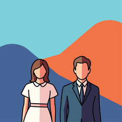 Couple business icons geometric abstract vector