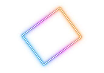 Vibrant neon glowing rectangle frame with multicolor gradient light effect