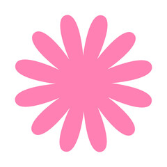 Soft pink flower with rounded petals for decorative stickers, kids graphics and creative design projects