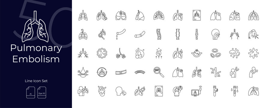 Pulmonary Embolism Line Editable Icons set