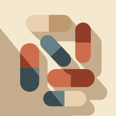 Geometric pill shapes vector art abstract medical design