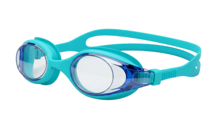 Blue swimming goggles isolated on transparent background