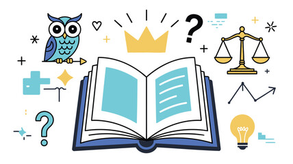 An open book with royal blue covers featuring clean design elements and classic typography for educational or literary themes