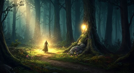 Fototapeta premium fantasy landscape of magical forest