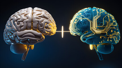 human brain anatomy Artificial Intelligence and Human Brain Connection Concept