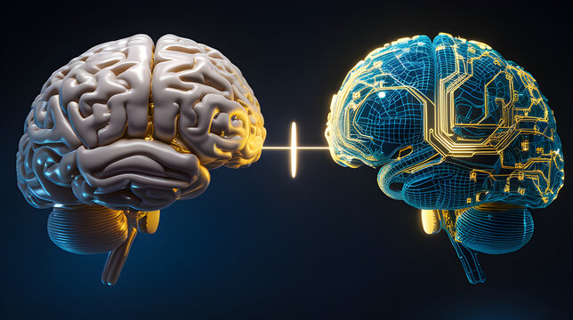human brain anatomy Artificial Intelligence and Human Brain Connection Concept - Powered by Adobe