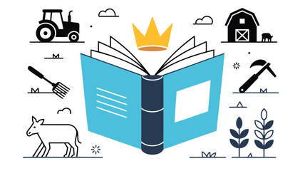 Open book with royal blue covers clean vector design for educational or literary themes