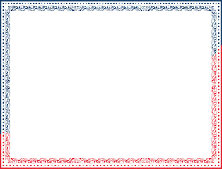 Elegant ornamental frame with decorative border in blue and red for for certificates, diplomas, or any formal document