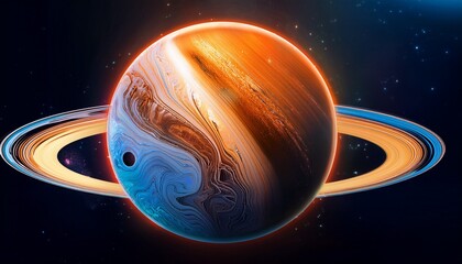 Sci Fi Planet Graphic With A Ring The Planet Is Split In Half One Side Blue The Other Orange