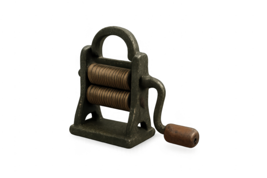 Vintage laundry wringer appliance for handmade clothing drying