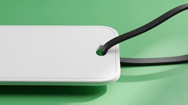 Blank Luggage Tag Mockup on Green Surface for Branding.