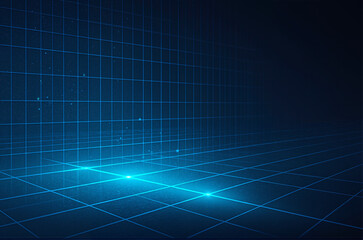 Fototapeta premium Futuristic blue neon digital matrix abstract background