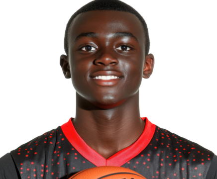 A Young Athlete with a Bright Smile and Basketball: Capturing the Essence of Passion and Determination in Sports isolated on transparent background 