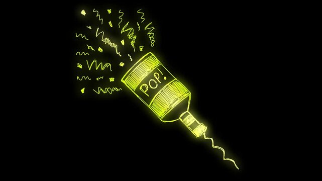 A neon hand drawn outline style Christmas themed bouncy motion sketch. With alpha for easy drag and drop.
