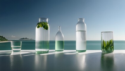 Fluid Hydration Artistry Transparent Sculptures In A Minimalist Environment Capturing Clarity And Design