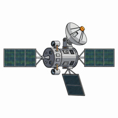 Advanced Communication Satellite Design Featuring Solar Panels and Advanced Antenna Systems for Global Connectivity
