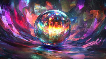 Abstract Sphere with Vibrant Colors and Dynamic Energy.