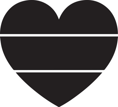 Black heart shape with horizontal white lines for text or design