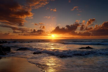 Obraz premium Fuerteventura Mi Amor: A Captivating Sunset Over the Ocean, Embracing the Sea and Sky with Vibrant Colors
