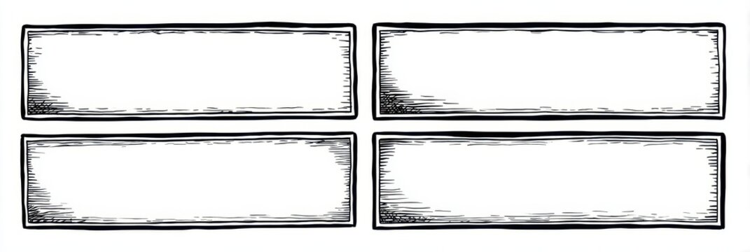 Horizontal Comic Strip Layout: Hand-Drawn Empty Panels for Creative Storytelling