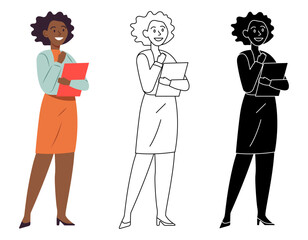 Obraz premium A dark skinned female teacher isolated flat vector illustration