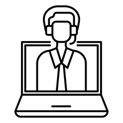 virtual assistant line icon with editable stroke