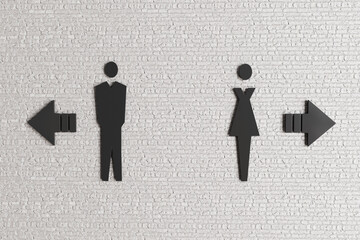 Restroom Direction Signs for Men and Women