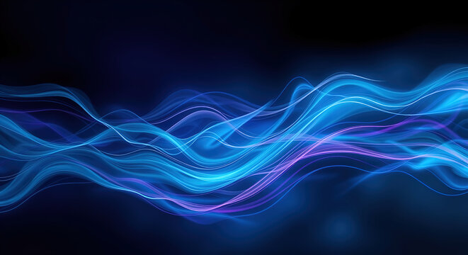 Mesmerizing blue and purple waves flow gracefully, creating a futuristic backdrop perfect for tech, innovation, and digital design projects