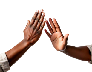 High Five Gesture Between Two People, Isolated on White Background as Transparent. PNG