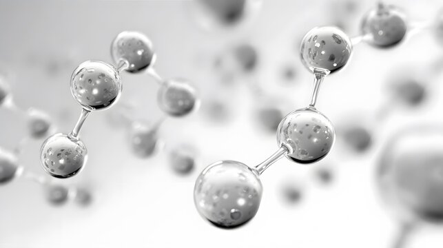 Abstract molecules connected by bonds floating in a bright, blurred environment.