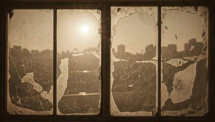 Sepia Old Glass Window