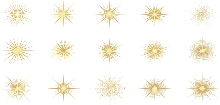 Golden Stars  A Collection of Decorative Starbursts for Festive Designs and Celebratory Events