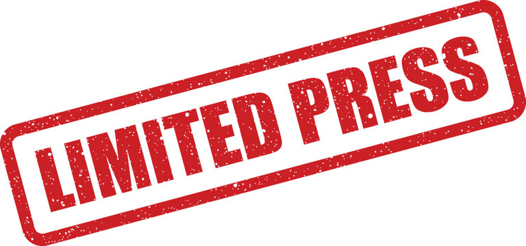 Distressed rectangular grunge stamp showing LIMITED PRESS for exclusive publications and special media releases