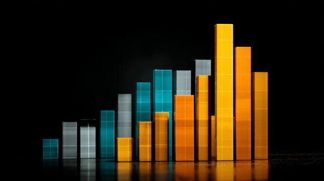 Colorful bar graph representing data trends, growth, and statistics on a dark background emphasizing business analysis and financial development visually