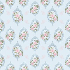 Vintage seamless pattern in romantic style