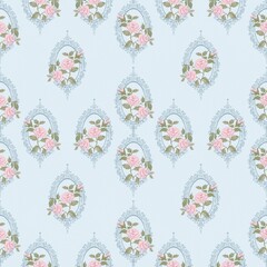 Vintage seamless pattern in romantic style