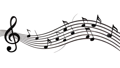 Music notes on wavy lines with swirl, vector illustration isolated on white background.png