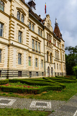 Rear facade of the City Hall in Sighisoara, Transylvania,  Romania